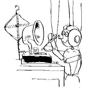 Puppet and gramaphone